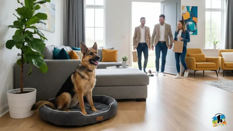 pies grzecznie czeka na legowisku