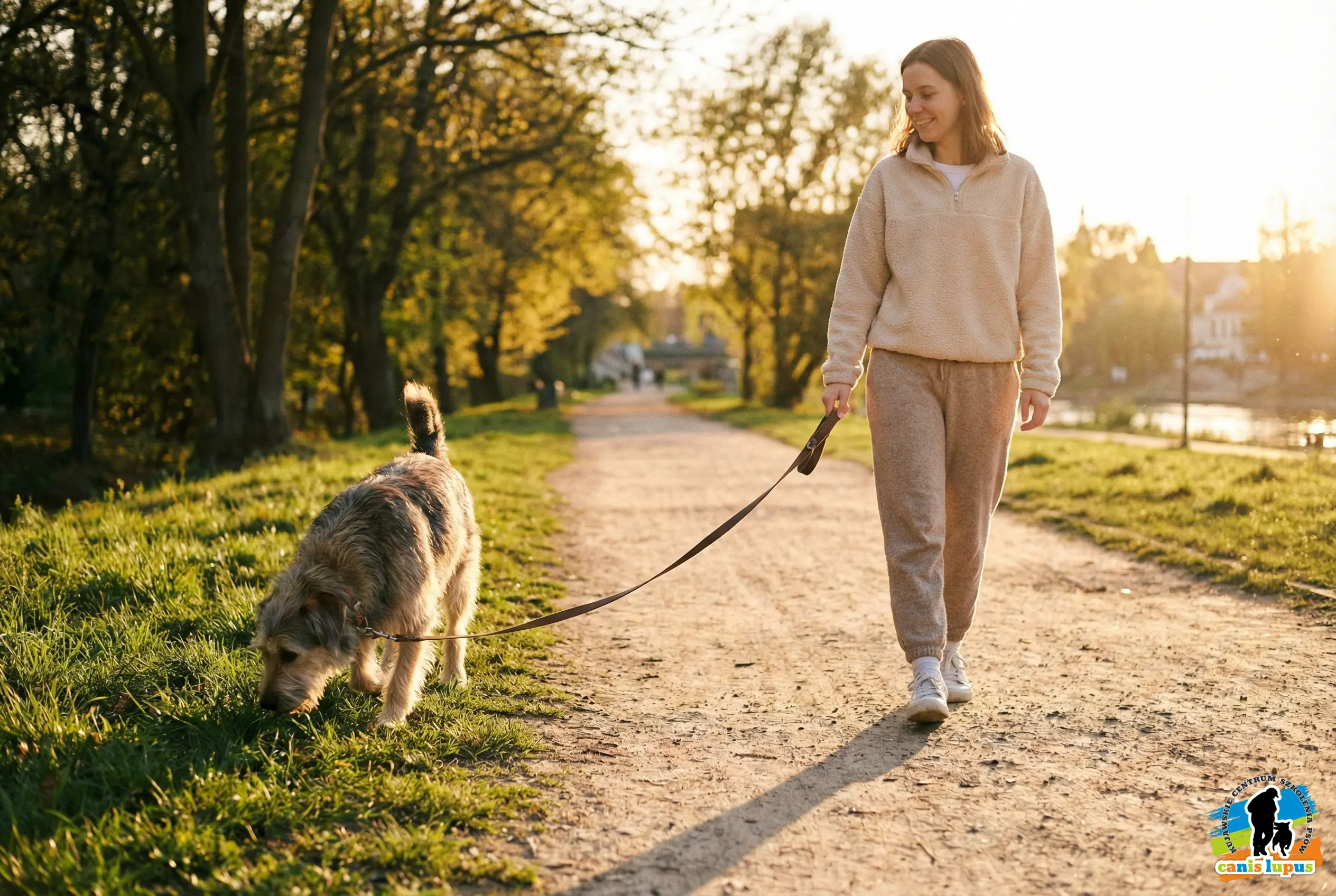 relaksujący spacer z psem po parku w Bydgoszczy
